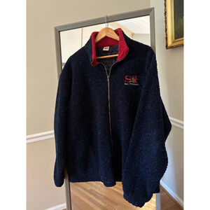 Men's Andy's Fleece San Francisco Jacket Size L Navy Blue and Red